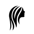 Silhouette hair girl, salon logo sign - vector